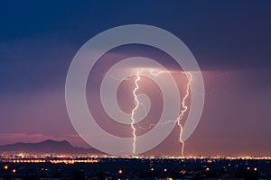 Lightning storm over El Paso, Texas photo