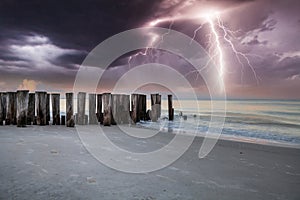 Lightning storm over the ocean at Port Royal Beach