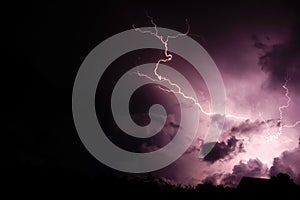 Lightning strike with clouds