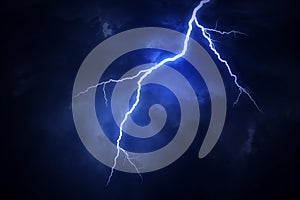 A lightning strike on a cloudy dramatic stormy sky.