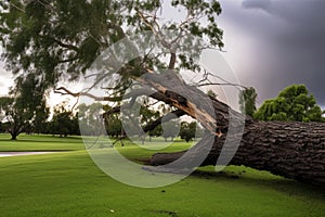 lightning strike damaging a tree in parkland