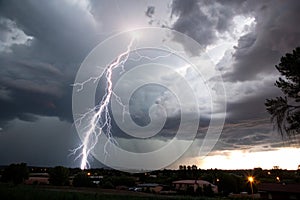 Lightning Strike in Dark Storm Clouds photo