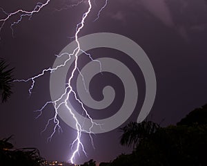 Lightning strike in the night's sky