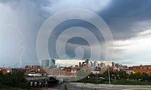 Lightning Strike Over Denver Skyline