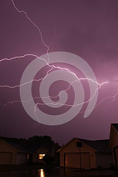 Lightning strike spanning the sky