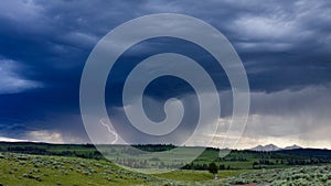 Lightning Strike and Storm Clouds