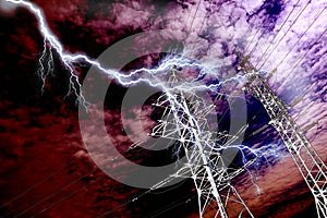 Lightning strike to power line