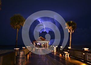 A lightning strikes captured from Clearwater beach pie