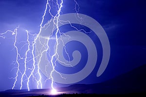 Lightning strikes the earth