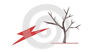 Lightning Striking Dead Tree: Nature's Power, vector design Generative AI