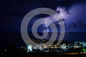 Lightning Striking the Sea, Rosarito, Baja California photo