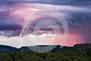 Lightning at sunset