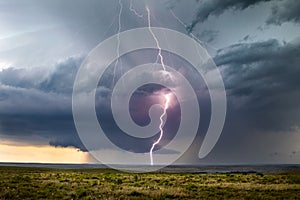 Lightning from a supercell thunderstorm