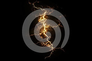 Lightning and thunder on black background. Generative Ai