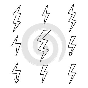 Lightning. Thunder icon. electricity icon isolated on blue background vector