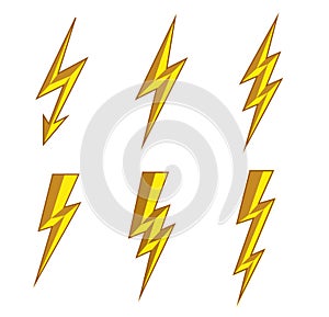 Lightning thunderbolt icon vector.Flash symbol illustration.Lighting Flash Icons Set. Flat Style on white Background.Silhouette an