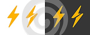 Lightning thunderbolt logo icon vector graphic modern design as electric yellow power flash, thunder bolt voltage logotype simple