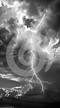 Lightning thunderstorm flash over the night sky. Concept on topic weather, cataclysms (hurricane, Typhoon, tornado, storm