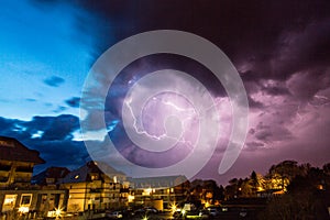 Lightning tree over the city