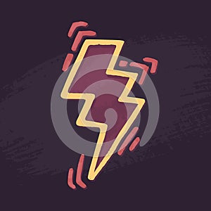 Lightning. Vector illustration. Symbol of Feminism. Grunge hand drawn illustration