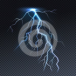 Lightning vector realistic thunderbolt light