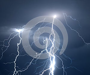 Lightnings and thunder during heavy summer storm