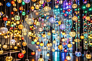 Lights against black background in random store