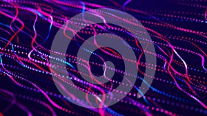 Lights background. Colored music wave. Big data digital code. Futuristic dots background. 3D rendering