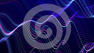 Lights background. Colored music wave. Big data digital code. Futuristic dots Illustration. 3D
