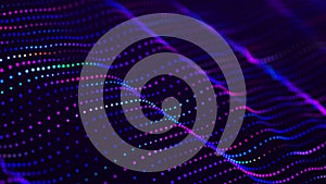 Lights background. Colored music wave. Big data digital code. Futuristic dots background. 3D rendering