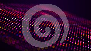 Lights background. Colored music wave. Digital technology background. Big data code. Futuristic dots background. 3D