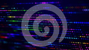 Lights background. Colored music wave. Digital technology background. Big data code. Futuristic dots background. 3D