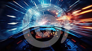 lights blurred sci fi interior