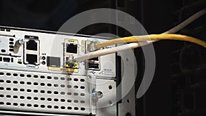 Lights and connections on network server. 4k