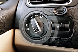 Lights control dial in a car