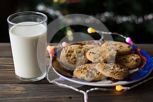 Lights, cookies and glass of milk