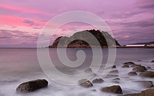 Lights at dusk in Getaria, Gipuzkoa Coast. photo