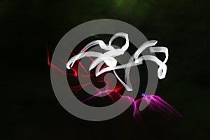 Magic lights dancing together in the space