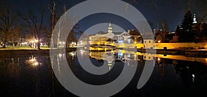 lights reflecting in a malse river