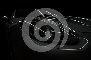 Lights reflections on the modern car headlight