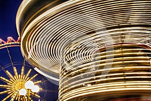 Lights on a rotating carousel.Odessa city, Ukraine