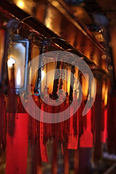 Lights at Sheung Wan Man Mo Temple in Hong Kong