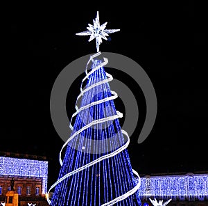 Lights and street decorations at Christmas time in Bogota, Colombia