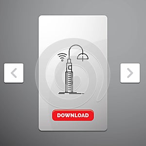 lights, street, wifi, smart, technology Line Icon in Carousal Pagination Slider Design & Red Download Button