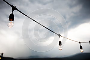 Lights on a string outside