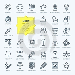 Lights web icon set - outline icon set