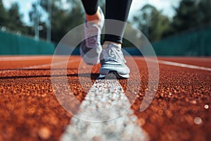 Lightweight Athlete female shoes on track. Generate Ai