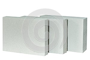 Lightweight construction brick isolated on white. Lightweight foamed gypsum block isolated on white
