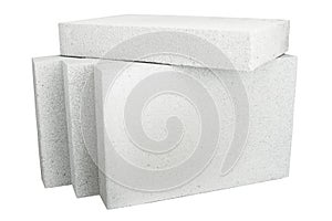 Lightweight foamed gypsum block isolated on white