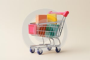 Lightweight Paper boxes shopping cart. Generate Ai